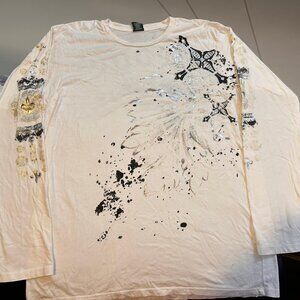 Sledge white long sleeve shirt with crosses, and crowns with sick holographic